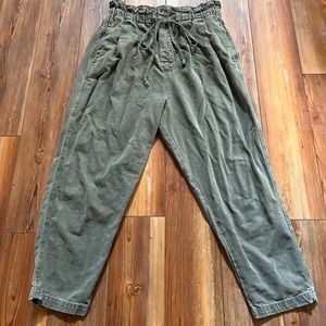 Free People Olive Green Cotton Pants with tie